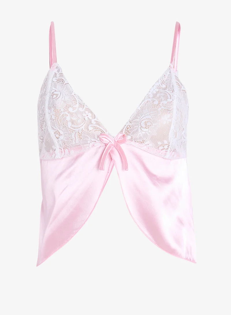 جينجر 2PC Lace Corset Bodice Bra & Short Set